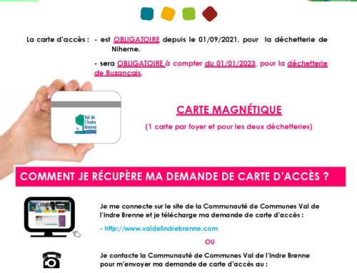NOUVEAU : ACCES DECHETTERIES AVEC DES CARTES MAGNETIQUES